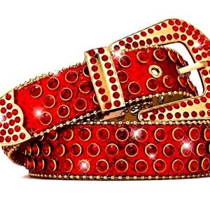 CHUNKY RED RHINESTONE BELT
